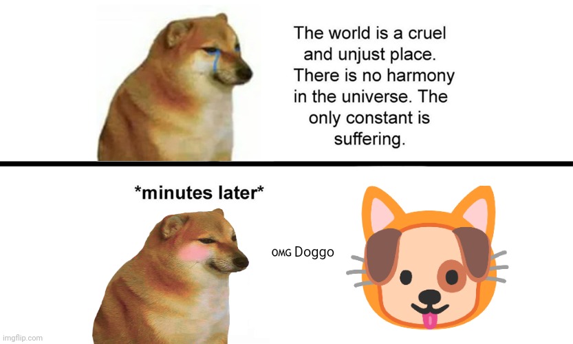 First preview of the sticker only. Looks like Cheems has made another friend. | Doggo | image tagged in doge,cheems,dog,doggo,emoji,the world is a cruel and unjust place | made w/ Imgflip meme maker