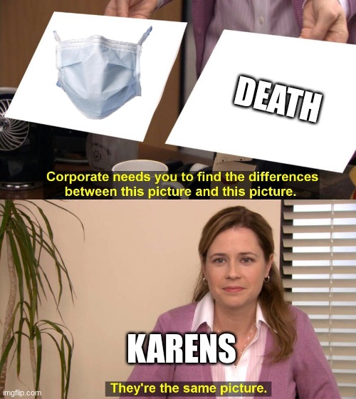 They are the same picture | DEATH; KARENS | image tagged in they are the same picture | made w/ Imgflip meme maker