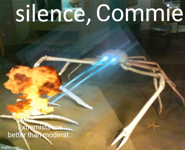 Silence Crab | Commie Extremists are better than moderat.. | image tagged in silence crab | made w/ Imgflip meme maker