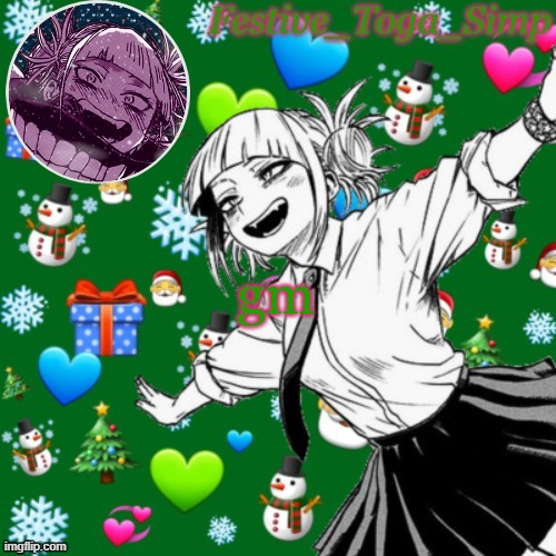 Festive toga simp temp | gm | image tagged in festive toga simp temp | made w/ Imgflip meme maker