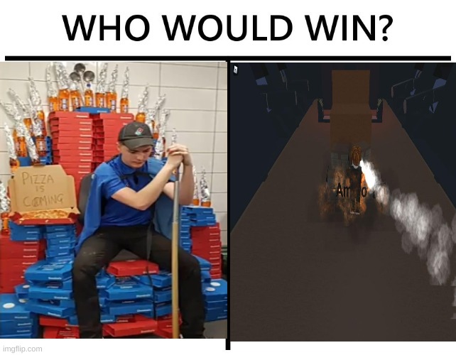 Bacon vs Pizza knight | image tagged in roblox meme | made w/ Imgflip meme maker