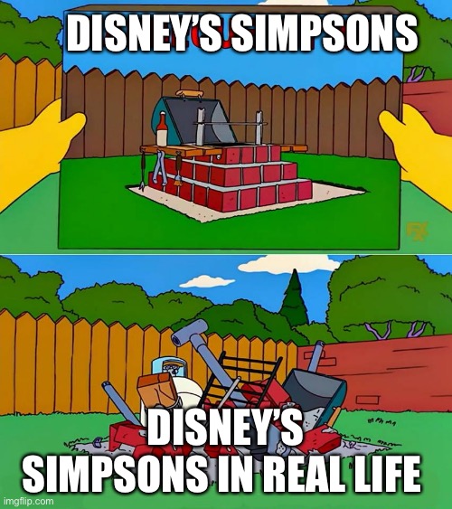 Simpsons Barbecue Pit Kit | DISNEY’S SIMPSONS; DISNEY’S SIMPSONS IN REAL LIFE | image tagged in simpsons barbecue pit kit | made w/ Imgflip meme maker