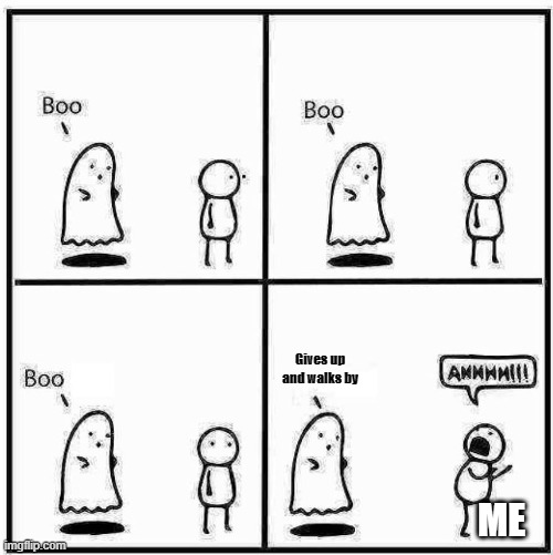 Ghost Boo | Gives up and walks by; ME | image tagged in ghost boo | made w/ Imgflip meme maker