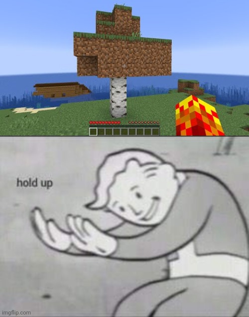 Ayo? | image tagged in fallout hold up,minecraft,cursed image | made w/ Imgflip meme maker