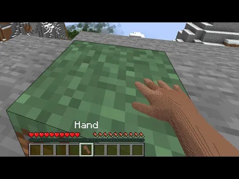 Hand touching Minecraft grass block Blank Meme Template