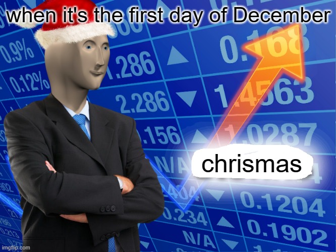 December 2021 moment | when it's the first day of December; chrismas | image tagged in empty stonks,christmas,meme man | made w/ Imgflip meme maker