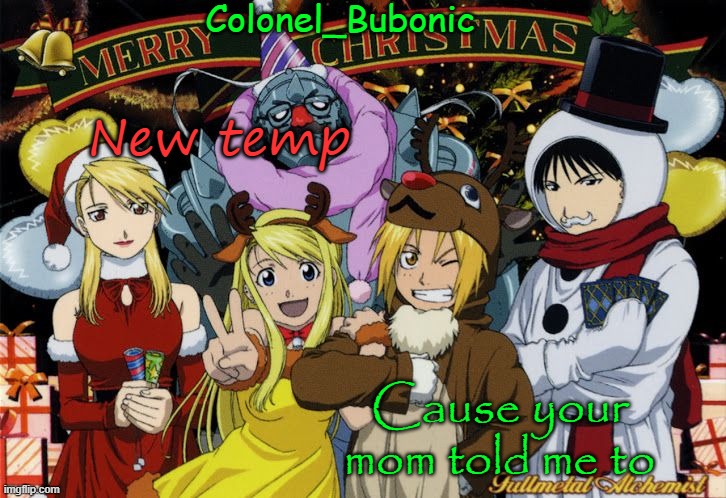 Christmas temp Ig | New temp; Cause your mom told me to | image tagged in christmas temp ig | made w/ Imgflip meme maker