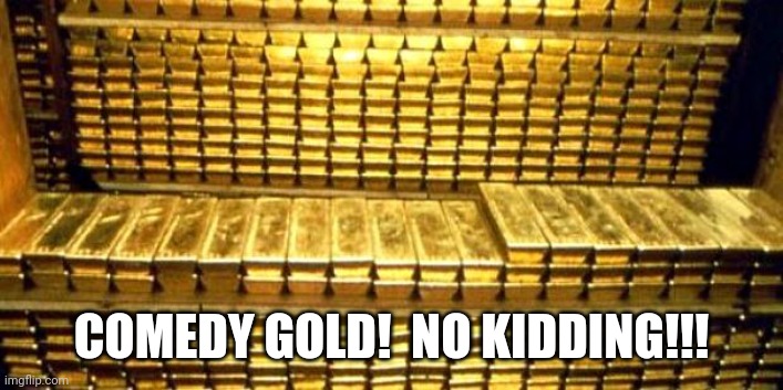gold bars | COMEDY GOLD!  NO KIDDING!!! | image tagged in gold bars | made w/ Imgflip meme maker