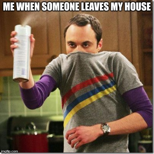 air freshener sheldon cooper | ME WHEN SOMEONE LEAVES MY HOUSE | image tagged in air freshener sheldon cooper | made w/ Imgflip meme maker
