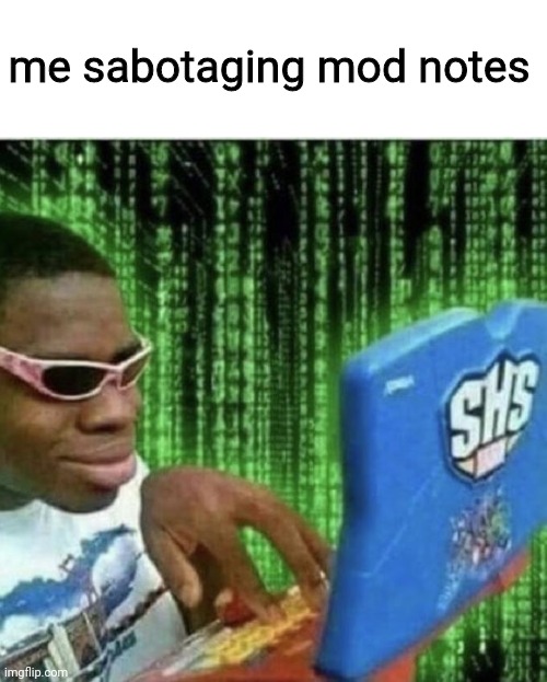 Ryan Beckford | me sabotaging mod notes | image tagged in ryan beckford | made w/ Imgflip meme maker