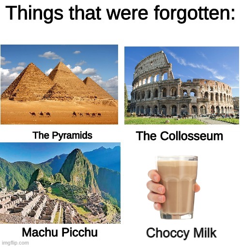 Choccy malk |  Choccy Milk | image tagged in forgotten things | made w/ Imgflip meme maker