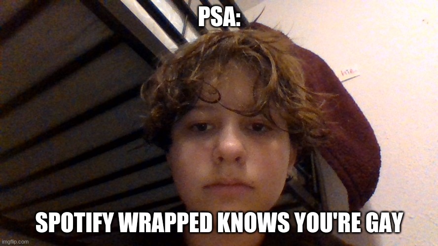 PSA:; SPOTIFY WRAPPED KNOWS YOU'RE GAY | made w/ Imgflip meme maker