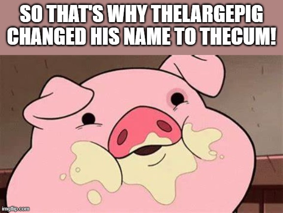SO THAT'S WHY THELARGEPIG CHANGED HIS NAME TO THECUM! | made w/ Imgflip meme maker