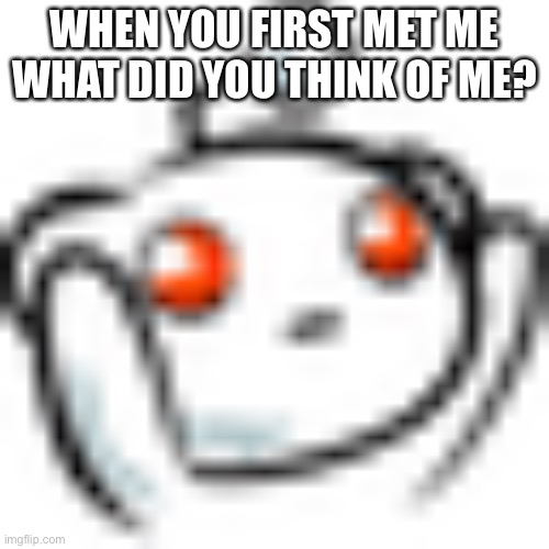 Smol Reddit | WHEN YOU FIRST MET ME WHAT DID YOU THINK OF ME? | image tagged in smol reddit | made w/ Imgflip meme maker