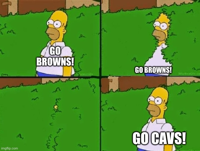 HOMER BUSH | GO BROWNS! GO BROWNS! GO CAVS! | image tagged in homer bush | made w/ Imgflip meme maker