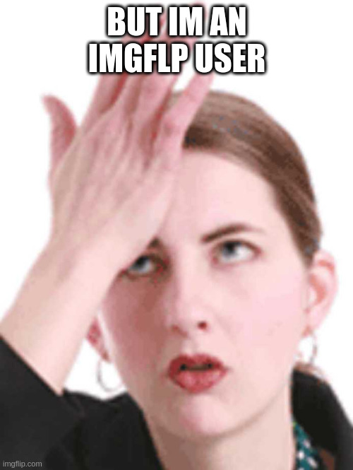 Self-head slap | BUT IM AN IMGFLP USER | image tagged in self-head slap | made w/ Imgflip meme maker