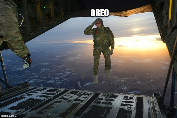 Paratrooper | OREO | image tagged in paratrooper | made w/ Imgflip meme maker