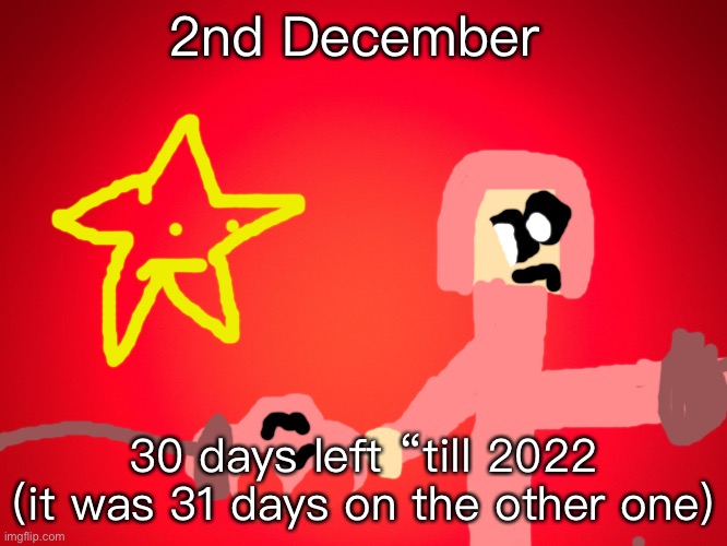 Red Background | 2nd December; 30 days left “till 2022 (it was 31 days on the other one) | image tagged in red background | made w/ Imgflip meme maker