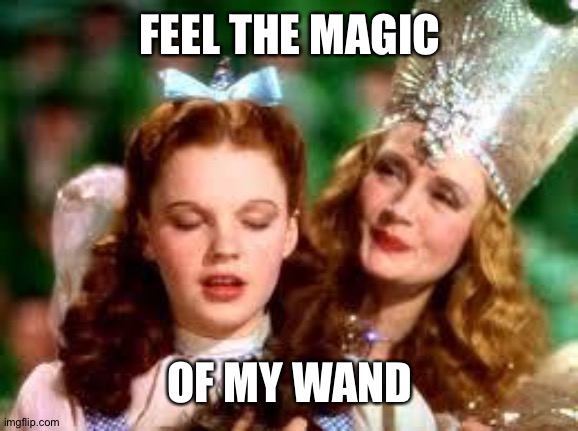 wizard of oz |  FEEL THE MAGIC; OF MY WAND | image tagged in wizard of oz | made w/ Imgflip meme maker
