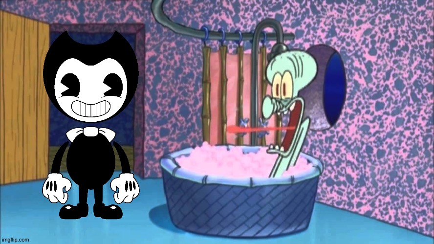 Bendy pays a visit to Squidward's house | image tagged in who dropped by squidward's house | made w/ Imgflip meme maker