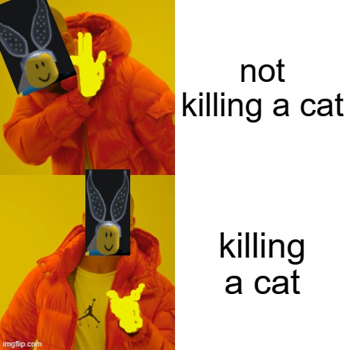 Drake Hotline Bling Meme | not killing a cat killing a cat | image tagged in memes,drake hotline bling | made w/ Imgflip meme maker