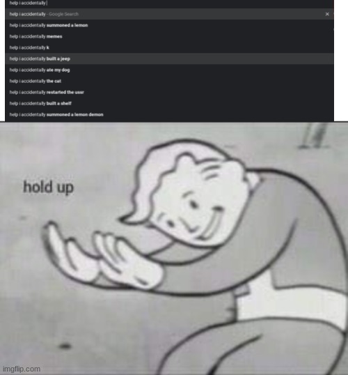 Fallout hold up with space on the top | image tagged in fallout hold up with space on the top | made w/ Imgflip meme maker