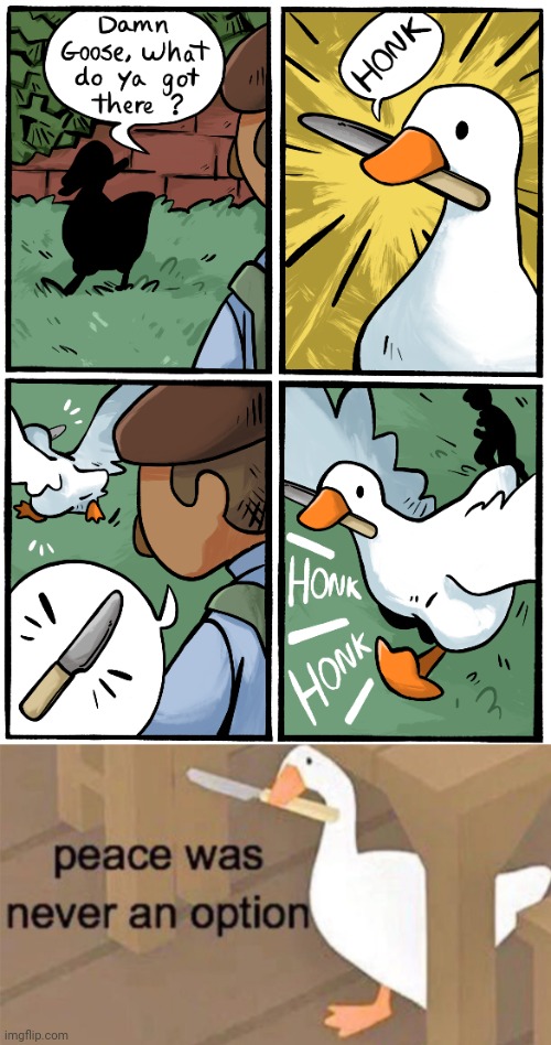 Goose | image tagged in untitled goose peace was never an option,goose,comics/cartoons,comics,comic,memes | made w/ Imgflip meme maker