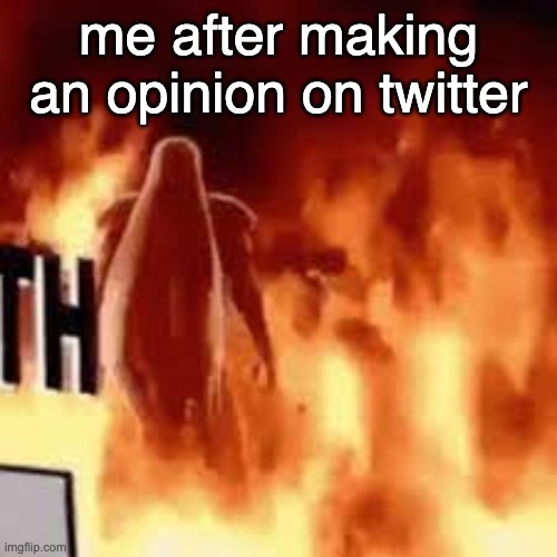 me after making an opinion on twitter | made w/ Imgflip meme maker