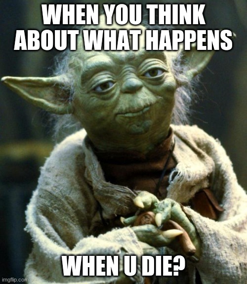 Life... | WHEN YOU THINK ABOUT WHAT HAPPENS; WHEN U DIE? | image tagged in memes,star wars yoda | made w/ Imgflip meme maker