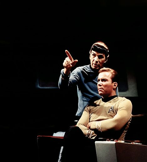 SPOCK AND KIRK, SPOCK POINTING Blank Meme Template