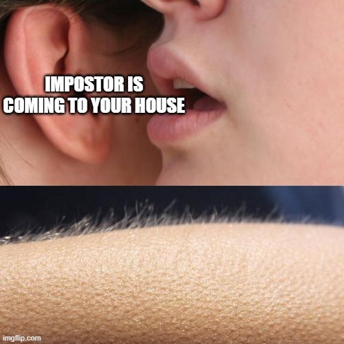 Whisper and Goosebumps | IMPOSTOR IS COMING TO YOUR HOUSE | image tagged in whisper and goosebumps | made w/ Imgflip meme maker