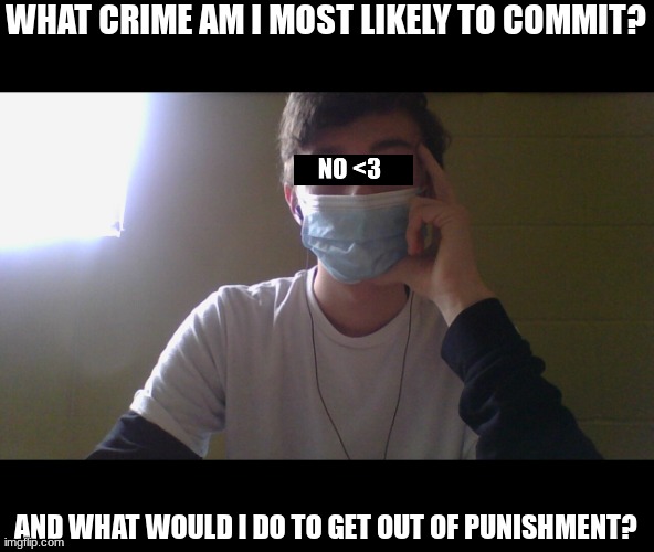 WHAT CRIME AM I MOST LIKELY TO COMMIT? AND WHAT WOULD I DO TO GET OUT OF PUNISHMENT? | made w/ Imgflip meme maker