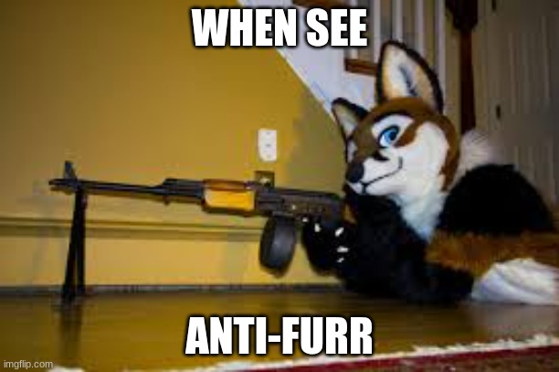 Furry RPK | WHEN SEE; ANTI-FURR | image tagged in furry rpk | made w/ Imgflip meme maker