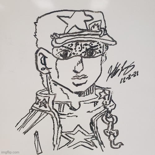 Drawing Jotaro in 9 minutes on my math teachers whiteboard be like | made w/ Imgflip meme maker