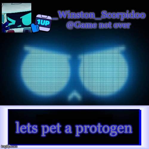 Winston's 8-Bit template | lets pet a protogen | image tagged in winston's 8-bit template | made w/ Imgflip meme maker