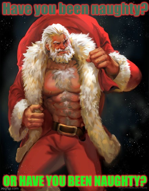Hot Santa | Have you been naughty? OR HAVE YOU BEEN NAUGHTY? | image tagged in but why why would you do that,snow,festival,please kill me,merry christmas | made w/ Imgflip meme maker