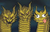 High Quality 3 Dragon Heads Blank Meme Template