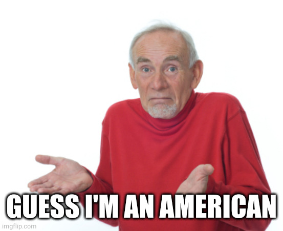 Guess I'll die  | GUESS I'M AN AMERICAN | image tagged in guess i'll die | made w/ Imgflip meme maker