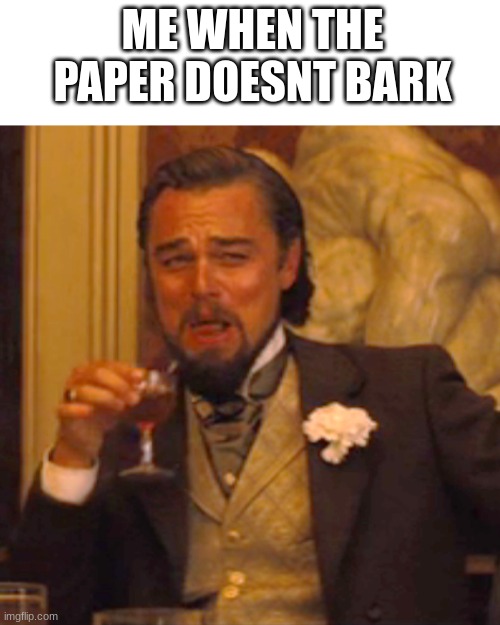 :D | ME WHEN THE PAPER DOESNT BARK | image tagged in memes,laughing leo,funny | made w/ Imgflip meme maker