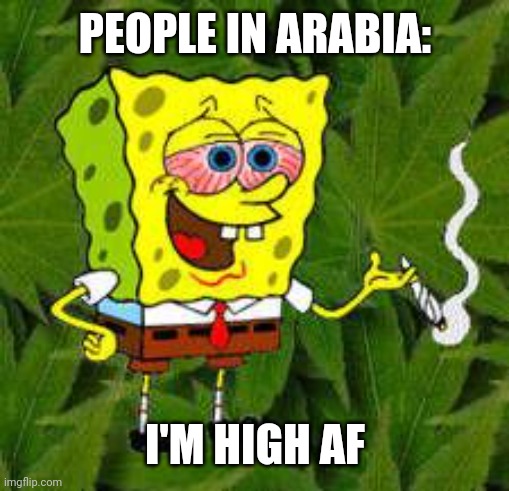 Weed | PEOPLE IN ARABIA: I'M HIGH AF | image tagged in weed | made w/ Imgflip meme maker