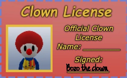 High Quality Clown License Template Blank Meme Template