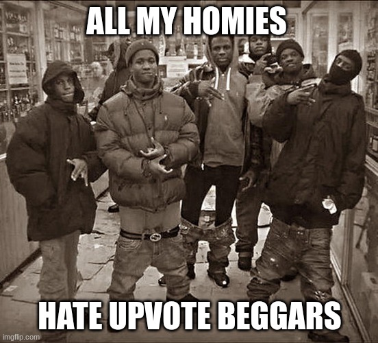 All My Homies Hate | ALL MY HOMIES; HATE UPVOTE BEGGARS | image tagged in all my homies hate | made w/ Imgflip meme maker