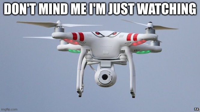 Drones | DON'T MIND ME I'M JUST WATCHING | image tagged in drones | made w/ Imgflip meme maker