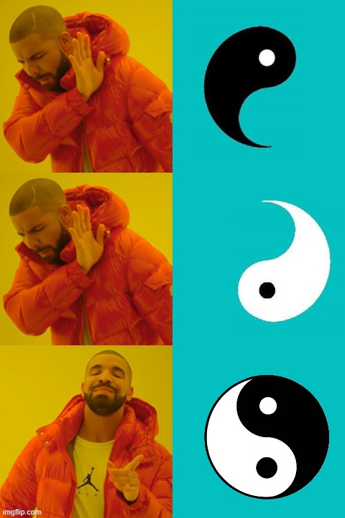 A False Dichotomy Is An Informal Logical Fallacy | image tagged in drake hotline bling,yin yang,tao,duality,dichotomy,opposites | made w/ Imgflip meme maker