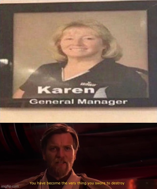 image tagged in manager karen,you have become the very thing you swore to destroy | made w/ Imgflip meme maker