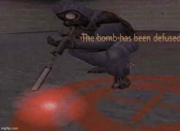 The bomb has been defused | image tagged in the bomb has been defused | made w/ Imgflip meme maker