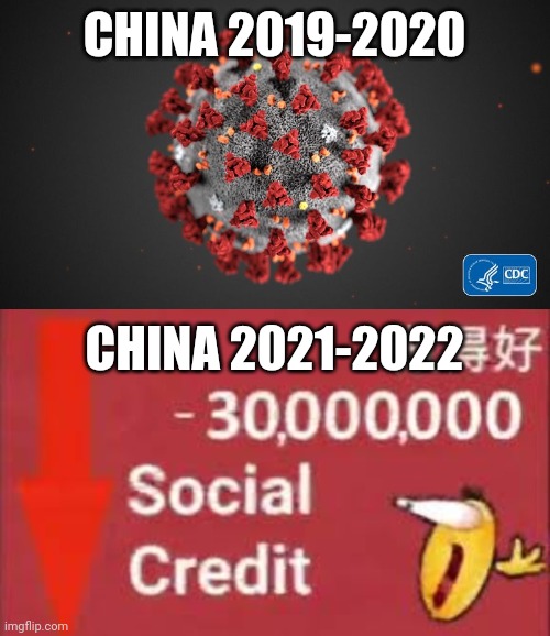 bruh | CHINA 2019-2020; CHINA 2021-2022 | image tagged in covid 19,social credit,china,coronavirus,covid-19,memes | made w/ Imgflip meme maker