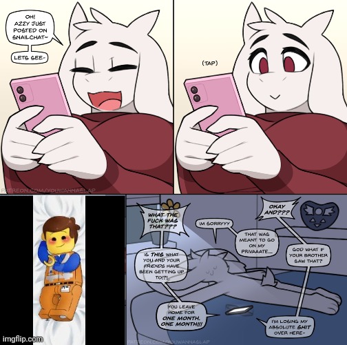Weird shit | image tagged in toriel sees weird stuff on asriel's snailchat | made w/ Imgflip meme maker