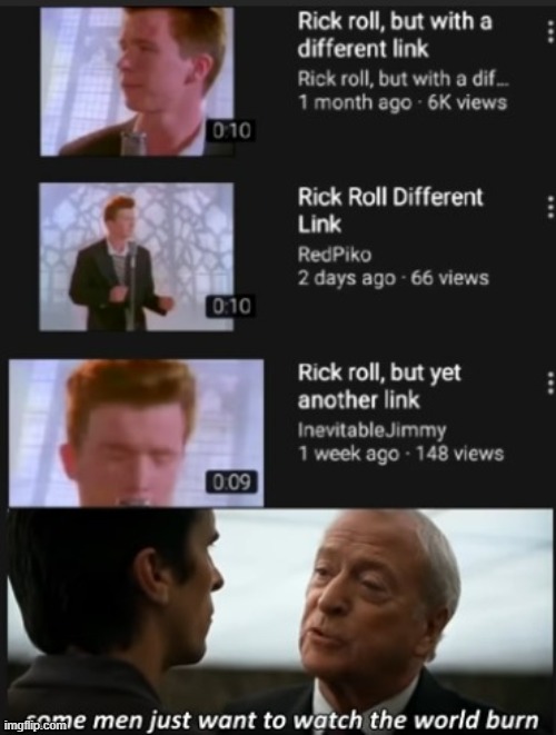 image tagged in rick astley,michael caine | made w/ Imgflip meme maker