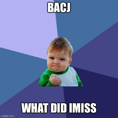 Success Kid | BACJ; WHAT DID IMISS | image tagged in memes,success kid | made w/ Imgflip meme maker